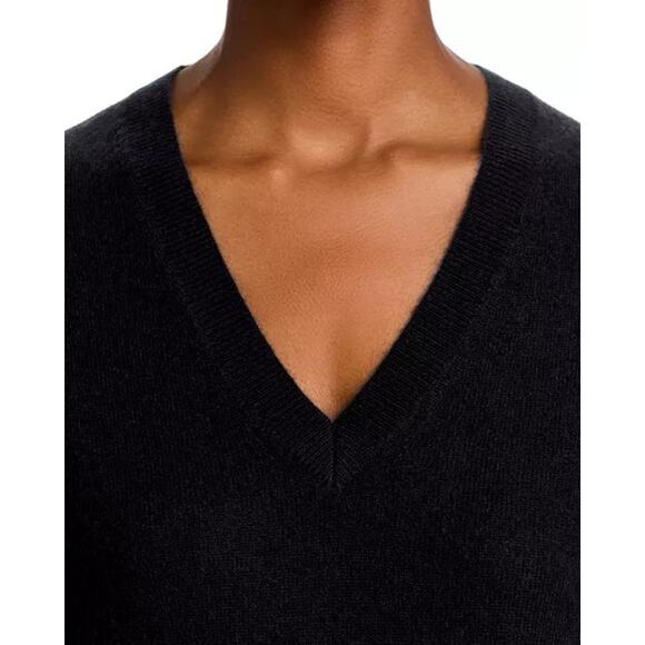 C by Bloomingdale’s Cashmere Black V-Neck Long Sleeve Pullover Sweater Size S - Picture 3 of 8